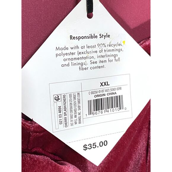 Ava & Viv Rosette Midi A-Line Red Dress 2XL Velvet Whimsigoth Emo Romantic NWT - Picture 6 of 8